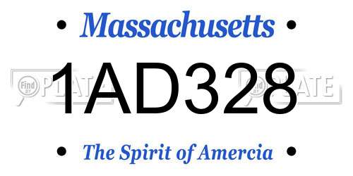 1AD328 Massachusetts License Plate