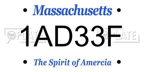 1AD33F Massachusetts License Plate