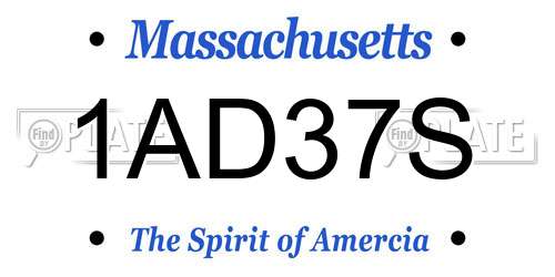 1AD37S Massachusetts License Plate