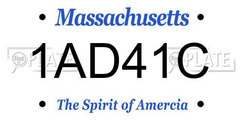 1AD41C Massachusetts License Plate