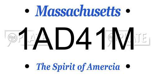 1AD41M Massachusetts License Plate