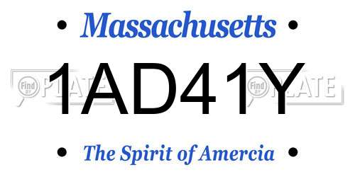 1AD41Y Massachusetts License Plate
