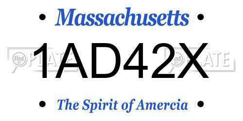 1AD42X Massachusetts License Plate