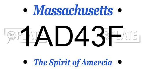 1AD43F Massachusetts License Plate