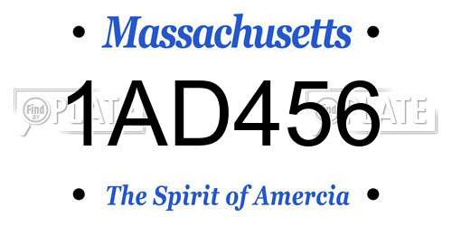 1AD456 Massachusetts License Plate