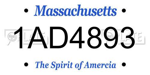 1AD4893 Massachusetts License Plate