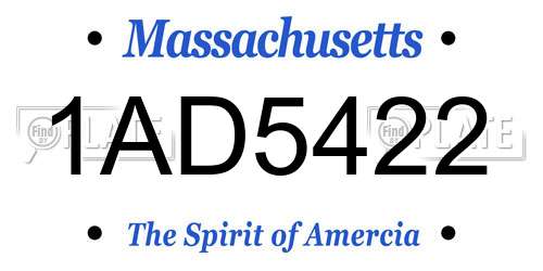 1AD5422 Massachusetts License Plate