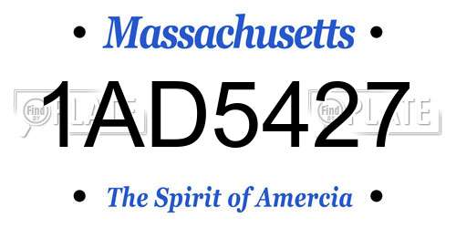 1AD5427 Massachusetts License Plate