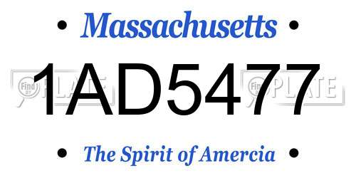 1AD5477 Massachusetts License Plate