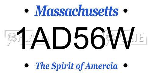 1AD56W Massachusetts License Plate