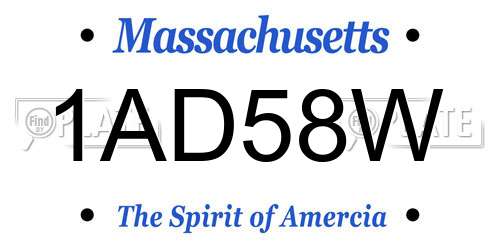 1AD58W Massachusetts License Plate