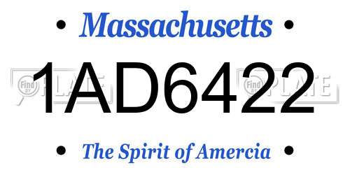 1AD6422 Massachusetts License Plate