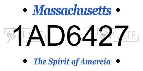 1AD6427 Massachusetts License Plate