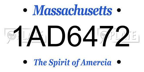 1AD6472 Massachusetts License Plate