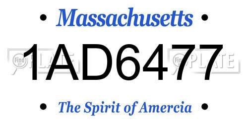 1AD6477 Massachusetts License Plate