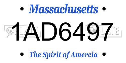 1AD6497 Massachusetts License Plate