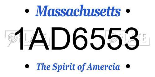 1AD6553 Massachusetts License Plate