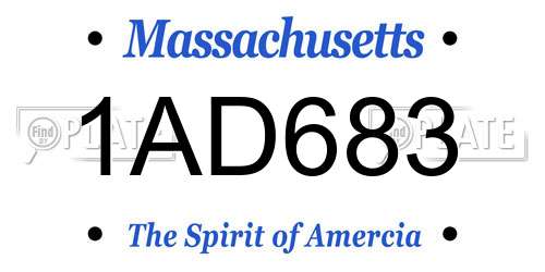 1AD683 Massachusetts License Plate