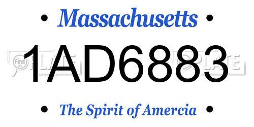 1AD6883 Massachusetts License Plate