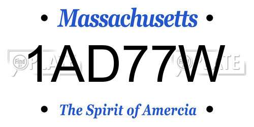 1AD77W Massachusetts License Plate