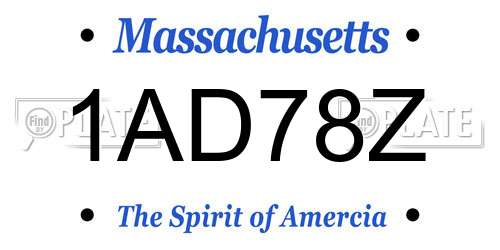 1AD78Z Massachusetts License Plate