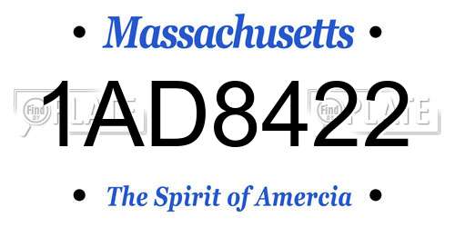 1AD8422 Massachusetts License Plate