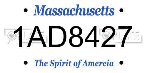 1AD8427 Massachusetts License Plate