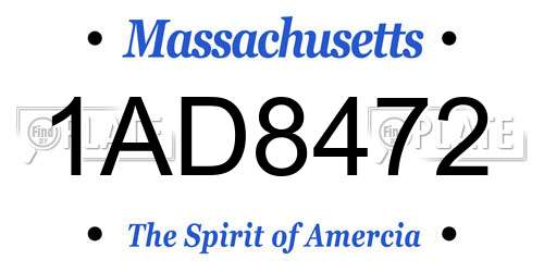 1AD8472 Massachusetts License Plate