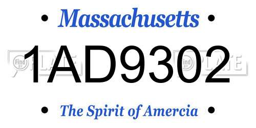 1AD9302 Massachusetts License Plate