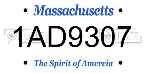 1AD9307 Massachusetts License Plate