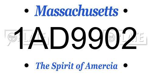 1AD9902 Massachusetts License Plate