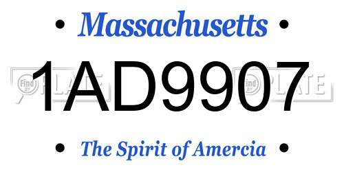 1AD9907 Massachusetts License Plate
