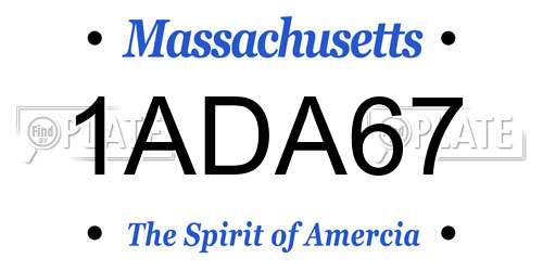 1ADA67 Massachusetts License Plate