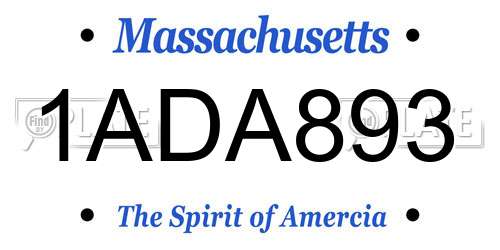 1ADA893 Massachusetts License Plate