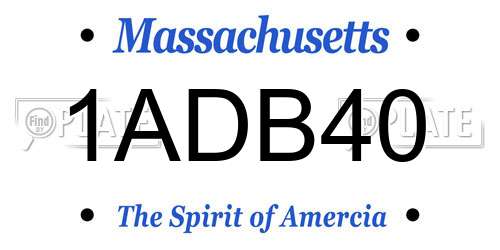 1ADB40 Massachusetts License Plate