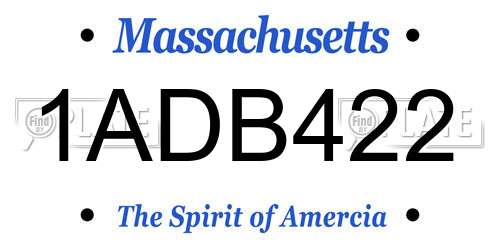 1ADB422 Massachusetts License Plate