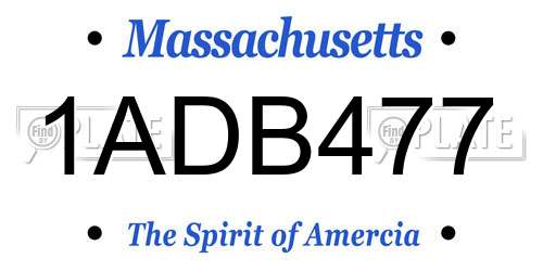 1ADB477 Massachusetts License Plate