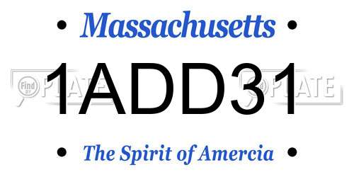 1ADD31 Massachusetts License Plate