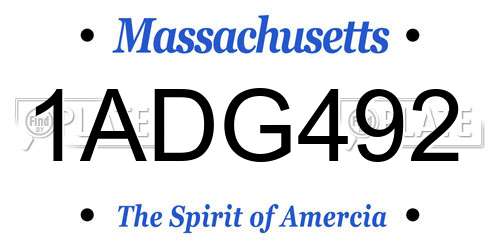 1ADG492 Massachusetts License Plate