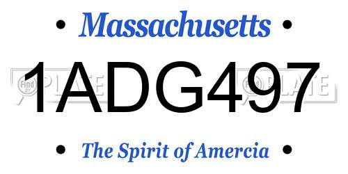 1ADG497 Massachusetts License Plate