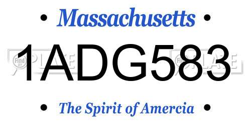 1ADG583 Massachusetts License Plate