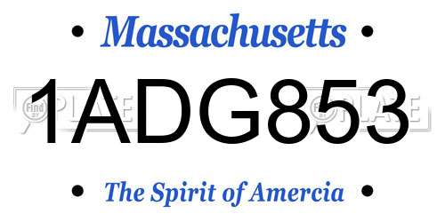 1ADG853 Massachusetts License Plate