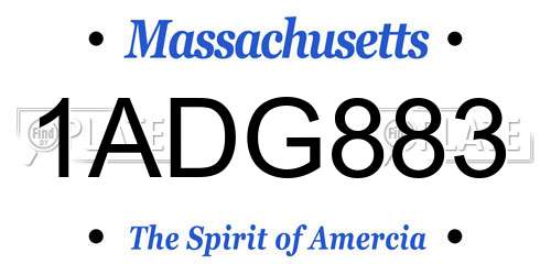 1ADG883 Massachusetts License Plate