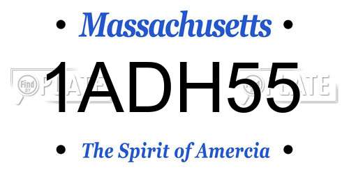 1ADH55 Massachusetts License Plate
