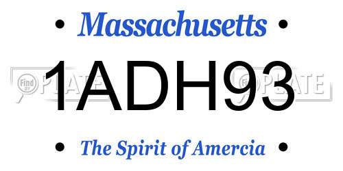 1ADH93 Massachusetts License Plate