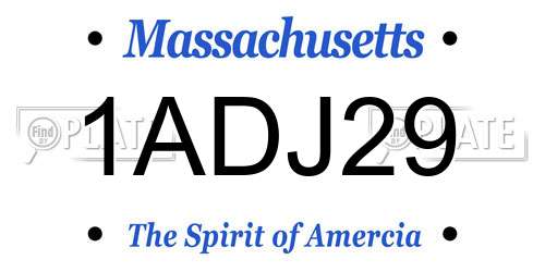 1ADJ29 Massachusetts License Plate