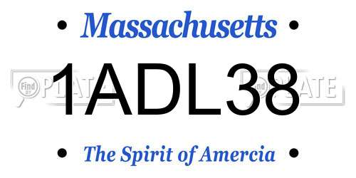 1ADL38 Massachusetts License Plate