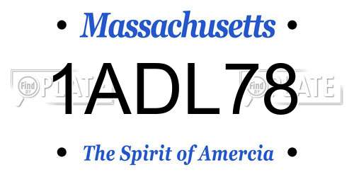 1ADL78 Massachusetts License Plate