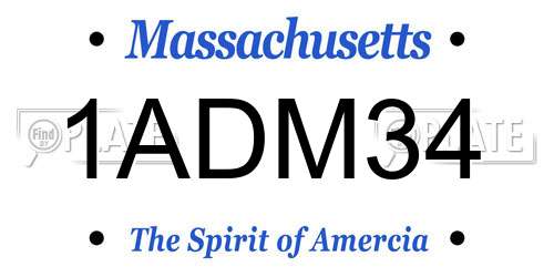 1ADM34 Massachusetts License Plate