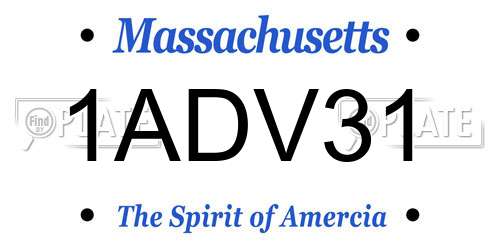 1ADV31 Massachusetts License Plate
